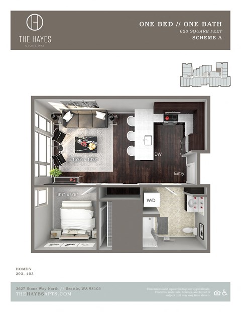 The Hayes on Stone Way Apartments 1x1 C5 A